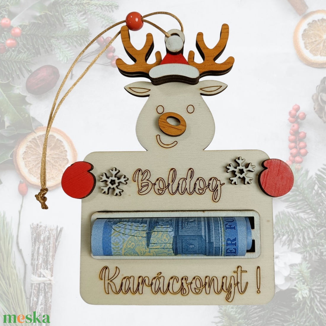 Karácsonyi Pénzátadó, Rénszarvas (2 db) - karácsony - karácsonyi ajándékozás - karácsonyi ajándékcsomagolás - Meska.hu