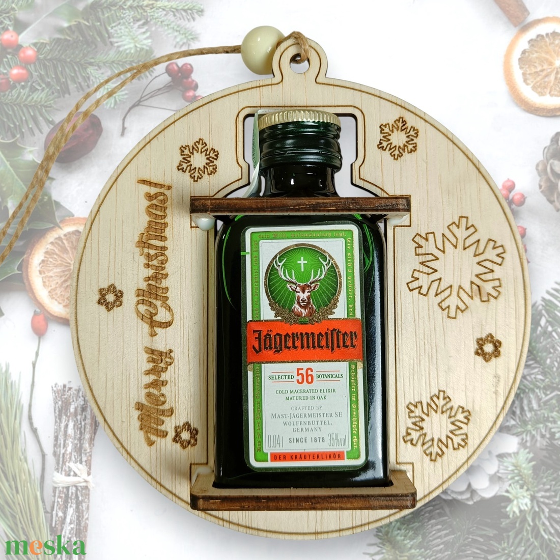 Ajándék és Dísz: Jgermeister Karácsonyfadísz Üveggel (12x13 cm) - karácsony - karácsonyi lakásdekoráció - karácsonyfadíszek - Meska.hu