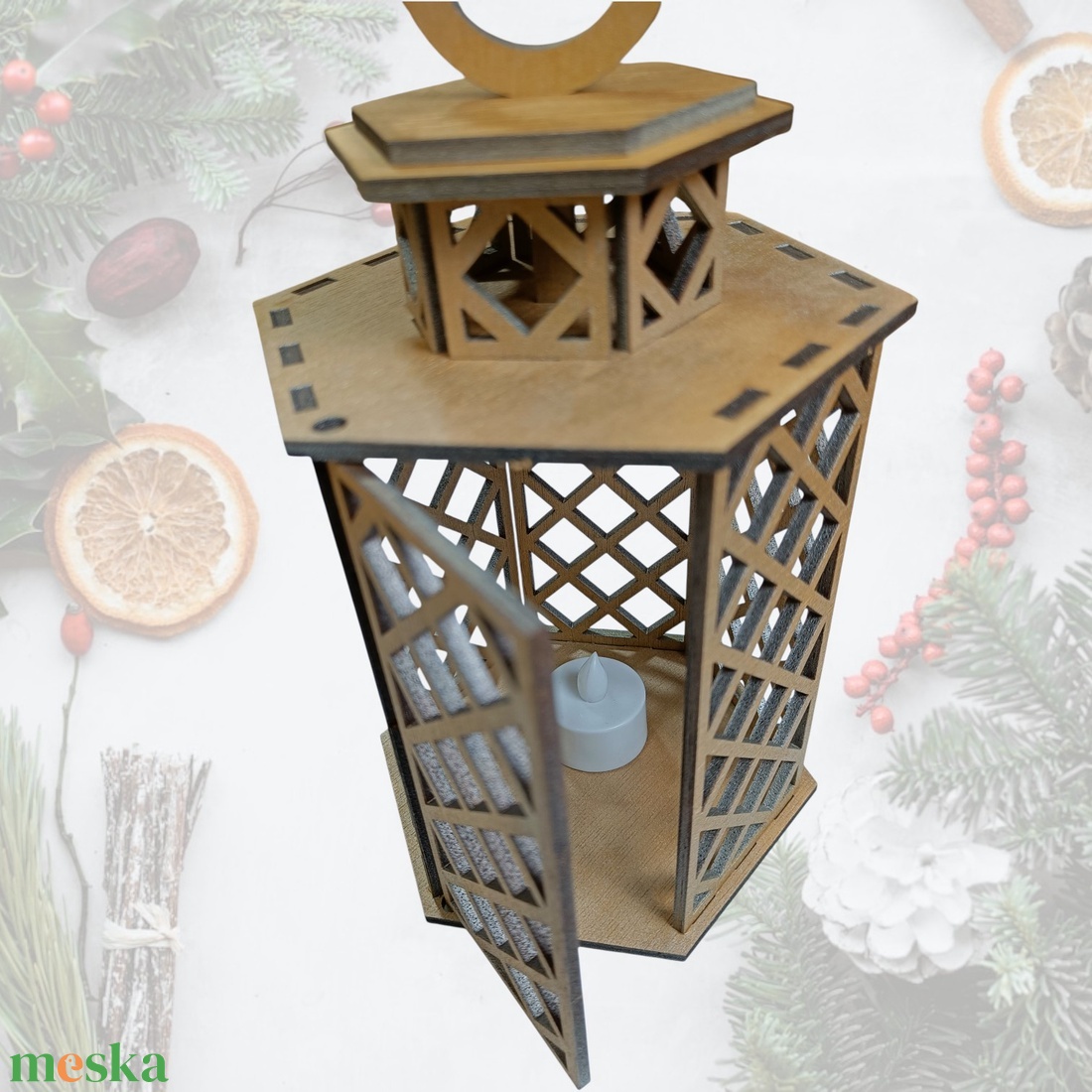 Hangulatos Mécsestartó, Karácsonyi Dekoráció (15x13x27 cm) - karácsony - karácsonyi lakásdekoráció - karácsonyi lakásdíszek - Meska.hu