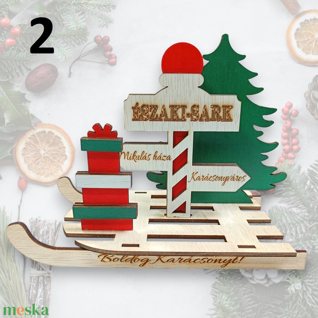 Karácsonyi Dekoráció, Szánkó (22x12x15 cm) - karácsony - karácsonyi lakásdekoráció - karácsonyi lakásdíszek - Meska.hu