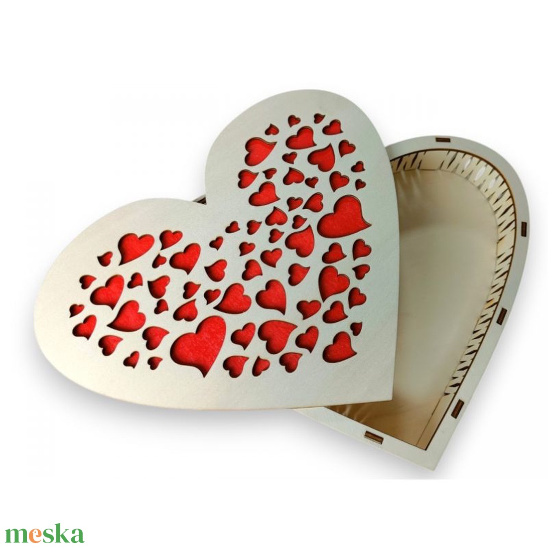 Lézervágott szív alakú ajándék doboz, 25x20x5cm - esküvő - emlék & ajándék - doboz - Meska.hu