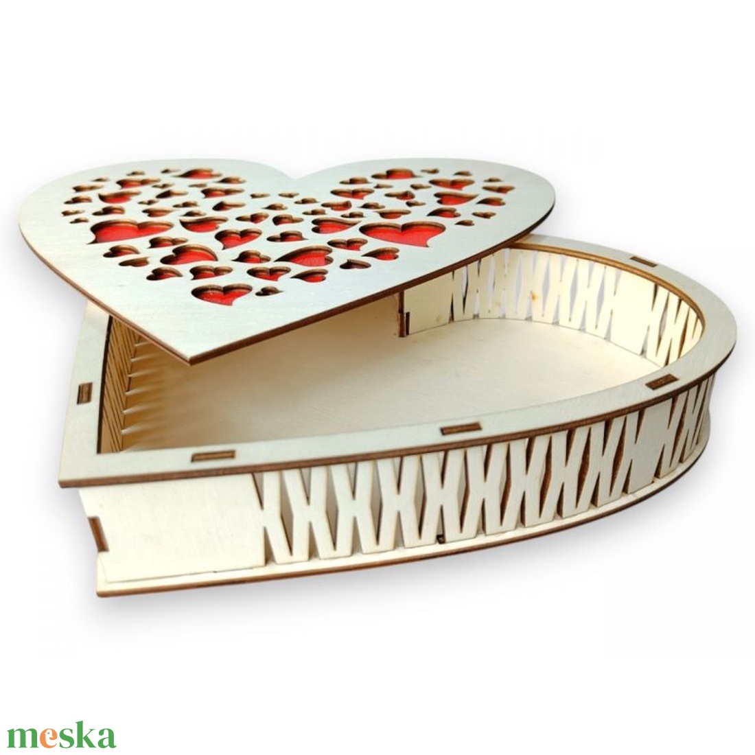 Lézervágott szív alakú ajándék doboz, 25x20x5cm - esküvő - emlék & ajándék - doboz - Meska.hu