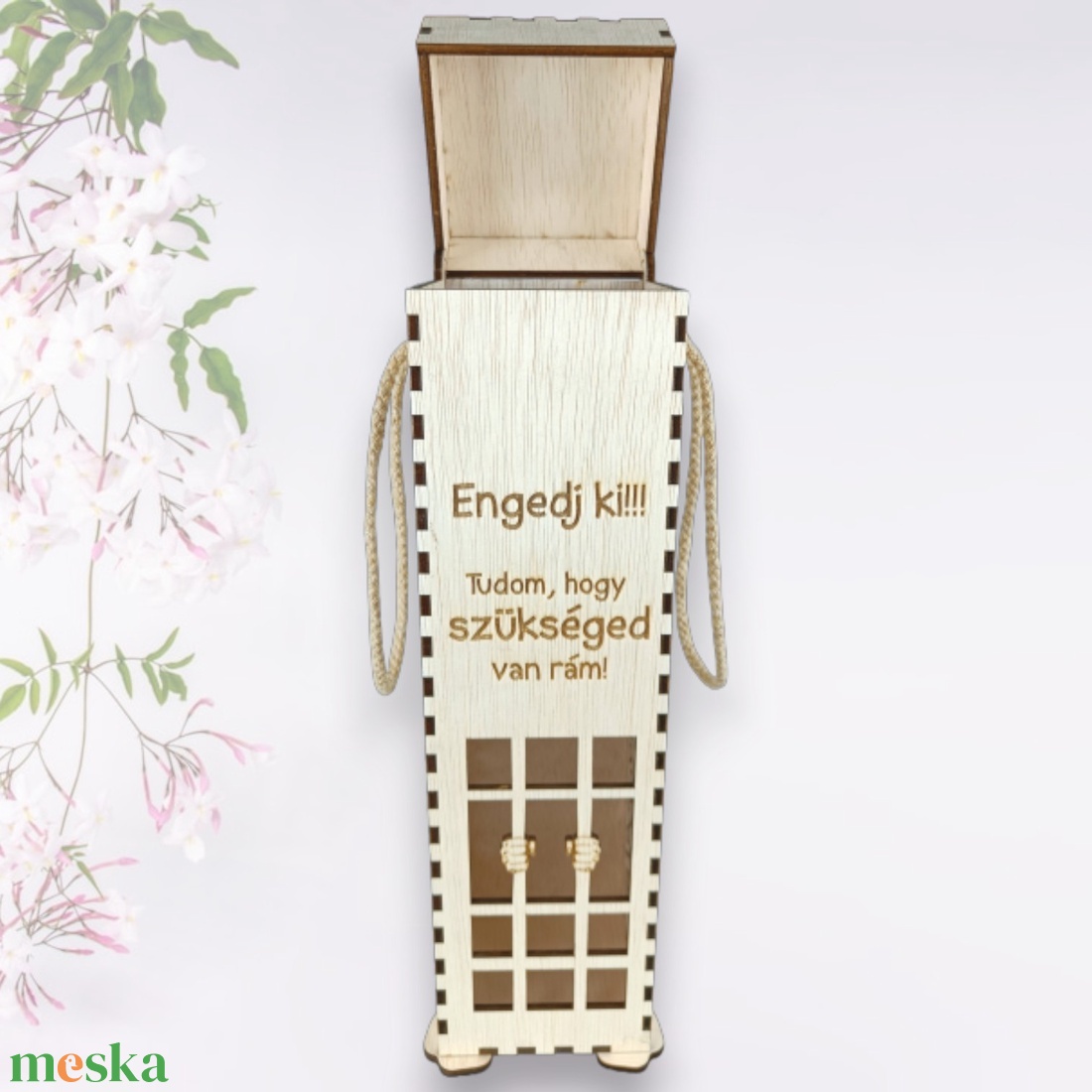 Lézervágott bortartó, Eressz ki, személyre szabható - otthon & életmód - konyhafelszerelés, tálalás - italos kellékek - boros díszdoboz - Meska.hu