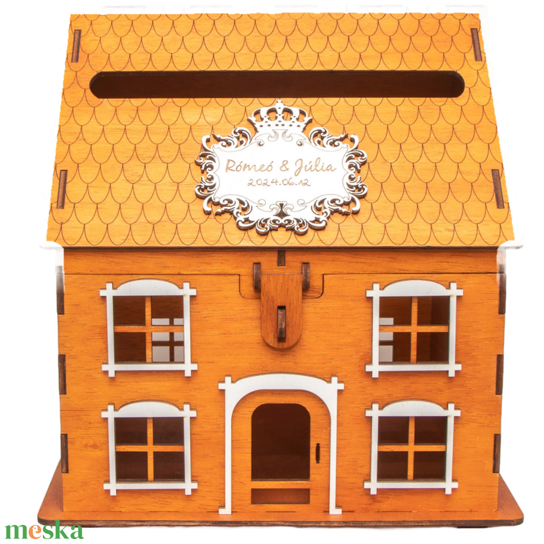 Esküvői pénzátadó házikó, nászajándék, pénzgyűjtő doboz, személyre szabható - esküvő - emlék & ajándék - nászajándék - nászajándék gyűjtők - Meska.hu