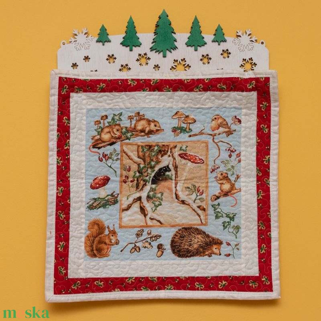 Fa akasztó faliképekhez, patchwork munkákhoz, téli táj, színes - otthon & életmód - dekoráció - fali és függő dekoráció - falra akasztható dekor - Meska.hu