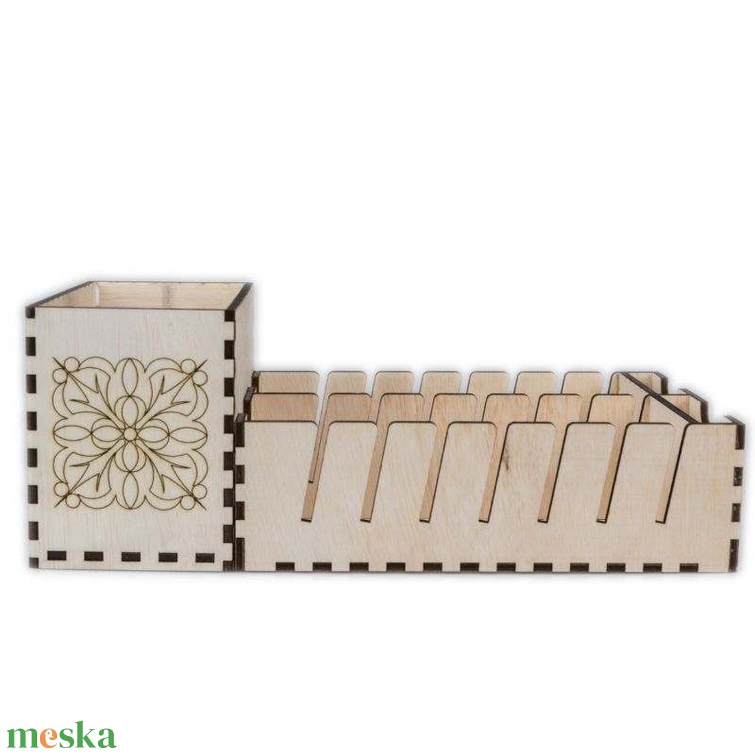 Univerzális vonalzótartó és körkés tároló, 28x15x10cm, BTK0040, natúr - otthon & életmód - lakástextil - varrókellék - Meska.hu