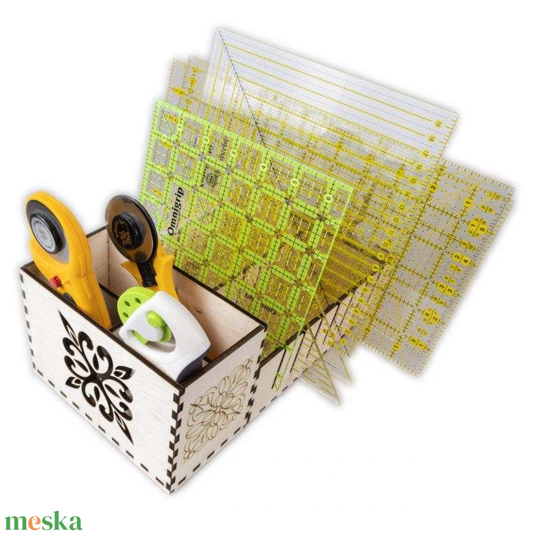 Univerzális vonalzótartó és körkés tároló, 28x15x10cm, BTK0040, natúr - otthon & életmód - lakástextil - varrókellék - Meska.hu