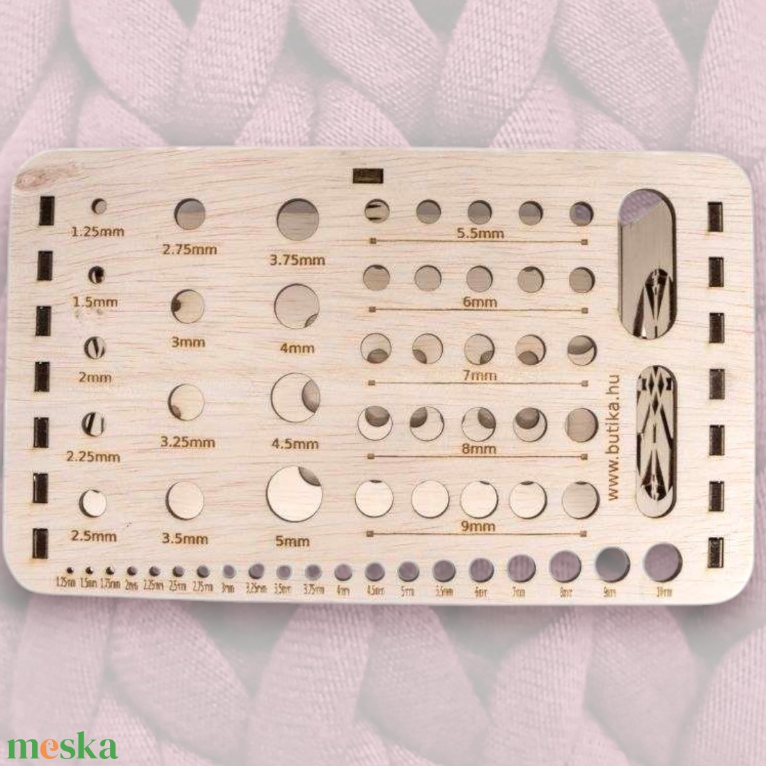 Univerzális zoknikötőtű és eszköz tároló és mérce, 20x12x15cm, BTK0039, natúr - kellékek & szerszámok - szerszámok, eszközök - eszköz kötéshez, horgoláshoz - Meska.hu