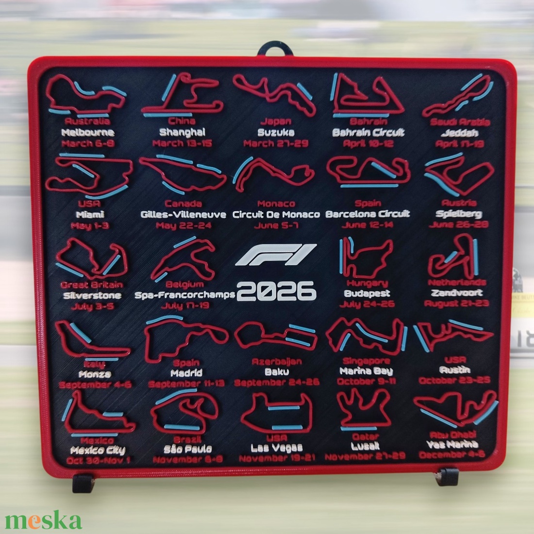 F1 2026-os Pályák Override Zónákkal: Fali Akasztós Dekoráció (20x24 cm) - otthon & életmód - dekoráció - kép & falikép - 3d képek - Meska.hu