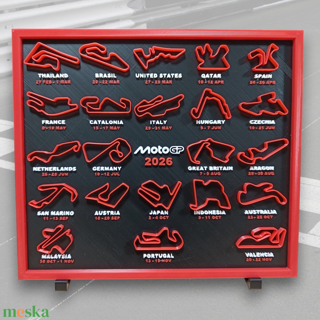 3D Nyomtatott MotoGP 2026 Programnaptár � A Versenyszezon Teljes Menetrendje - esküvő - dekoráció - asztaldísz - Meska.hu