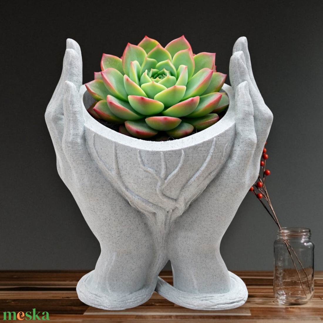 Márvány ölelés - szív alakú kaspó, virágtartó, 3D nyomtatott - otthon & életmód - virágdekoráció - virágtartó - kaspó - Meska.hu