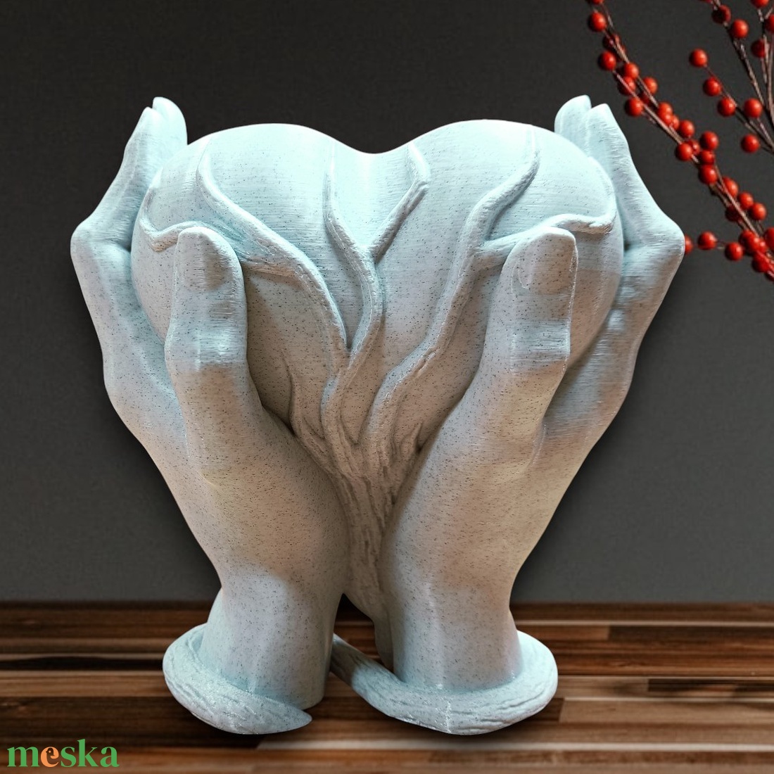 Márvány ölelés - szív alakú kaspó, virágtartó, 3D nyomtatott - otthon & életmód - virágdekoráció - virágtartó - kaspó - Meska.hu