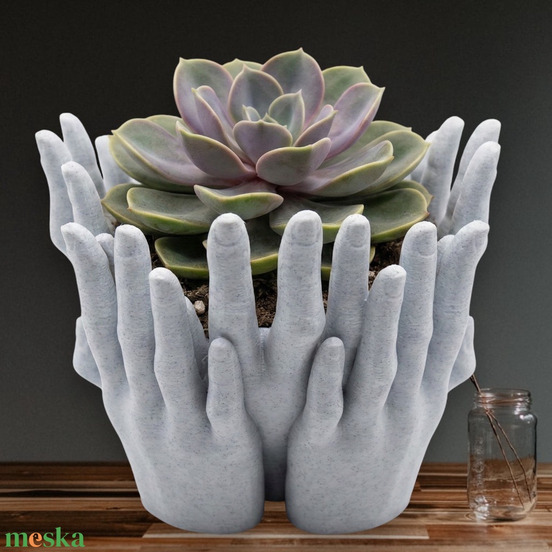 Ujjak Ölelése kaspó - 3D nyomtatott, kaspó, virágtartó, márvány utánzat - otthon & életmód - virágdekoráció - virágtartó - kaspó - Meska.hu