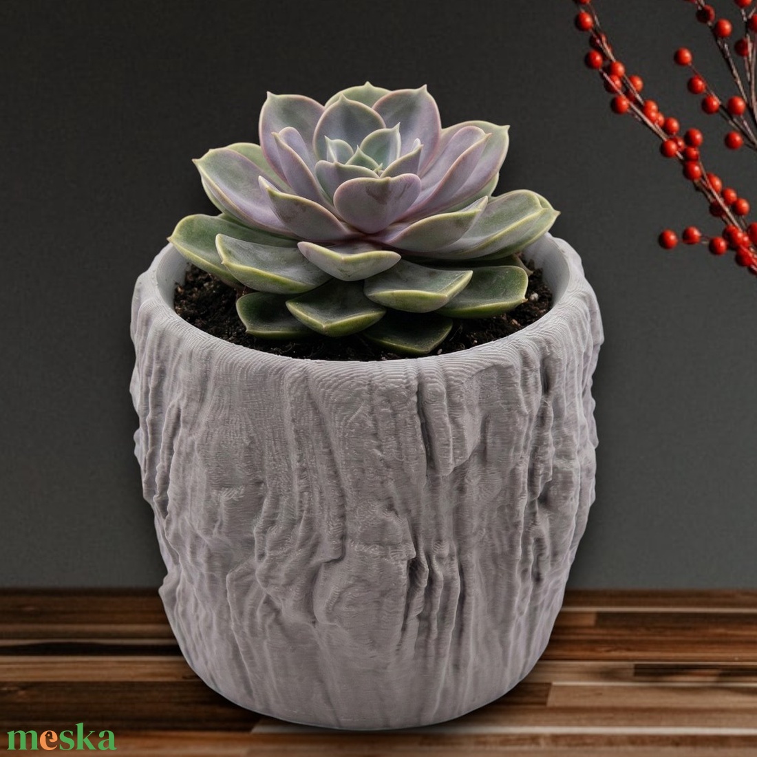 Szürke szikla kaspó - 3d nyomtatott virágtartó, kaspó, 13x13x11cm - otthon & életmód - virágdekoráció - virágtartó - kaspó - Meska.hu