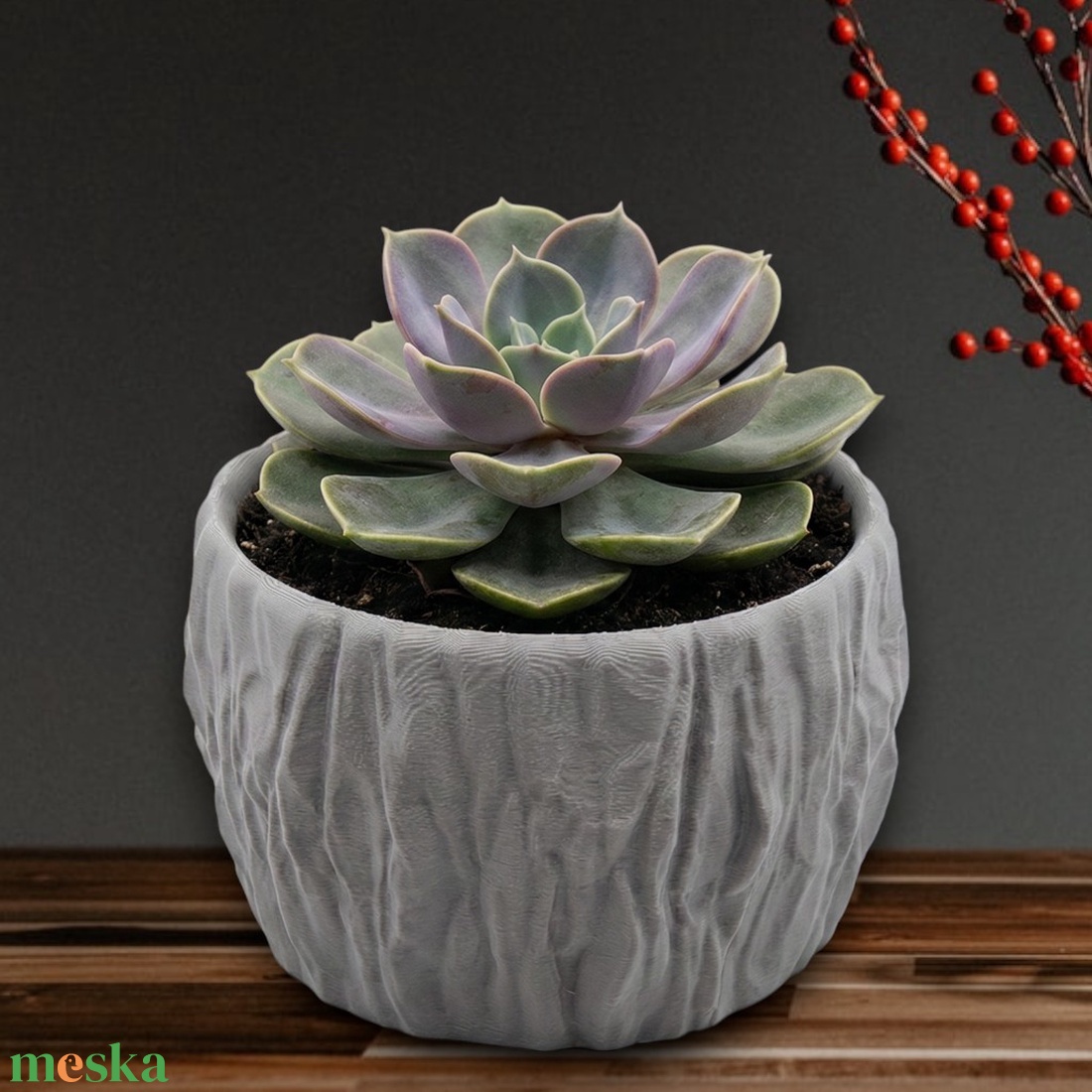 Szürke szikla kaspó - 3d nyomtatott virágtartó, kaspó, 12x12x7cm - otthon & életmód - virágdekoráció - virágtartó - kaspó - Meska.hu