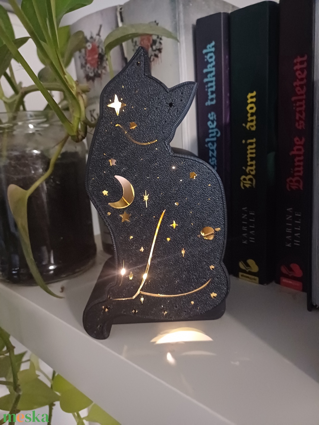 Galaxis cica könyvtámasz (book nook) - otthon & életmód - dekoráció - asztal és polc dekoráció - könyvtámasz - Meska.hu