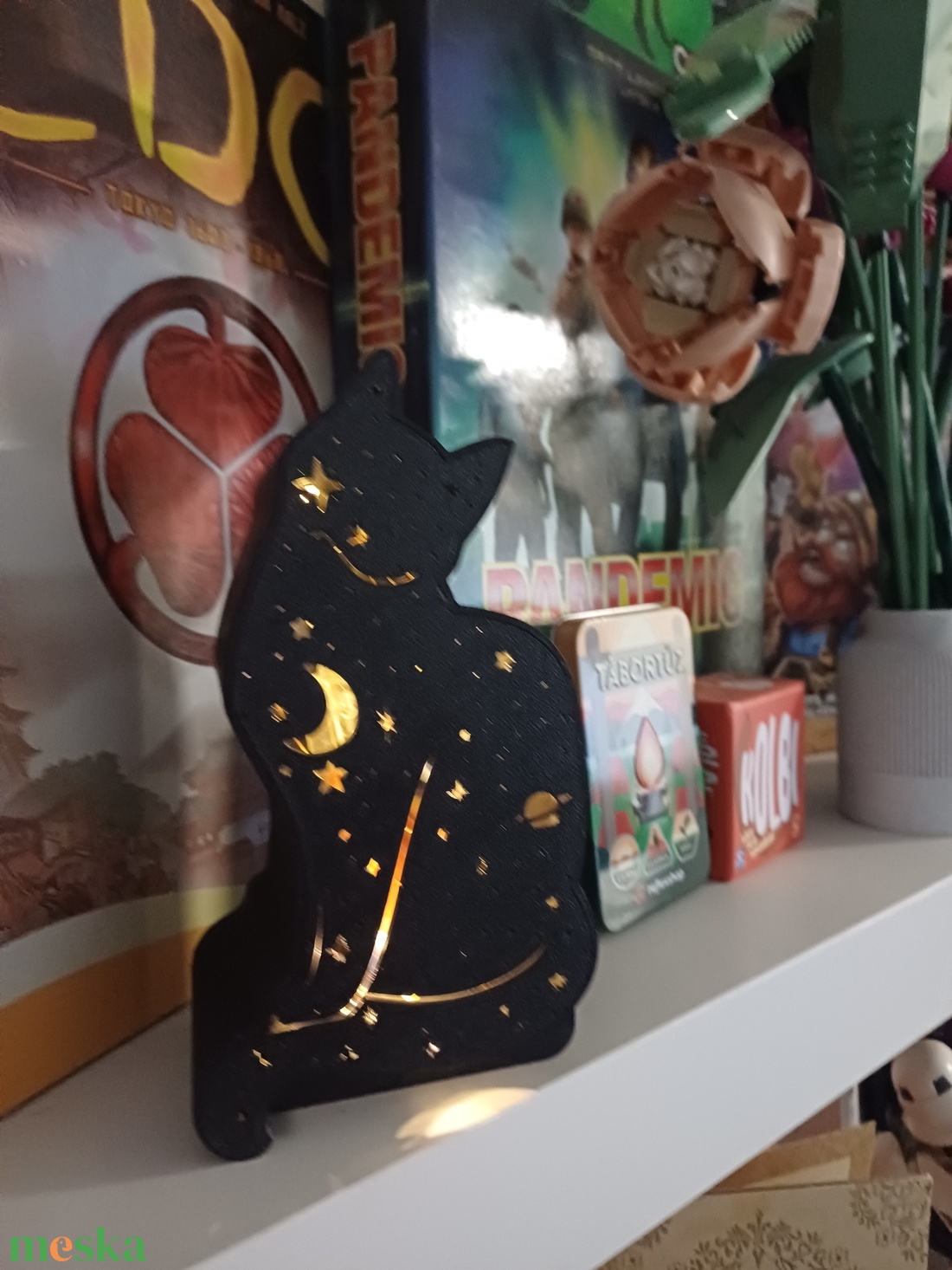 Galaxis cica könyvtámasz (book nook) - otthon & életmód - dekoráció - asztal és polc dekoráció - könyvtámasz - Meska.hu