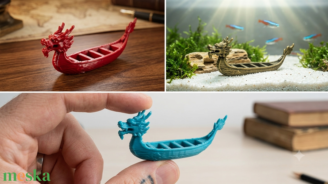 3D sárkányhajó (2db) akvárium dekoráció - művészet - makett, modell - Meska.hu