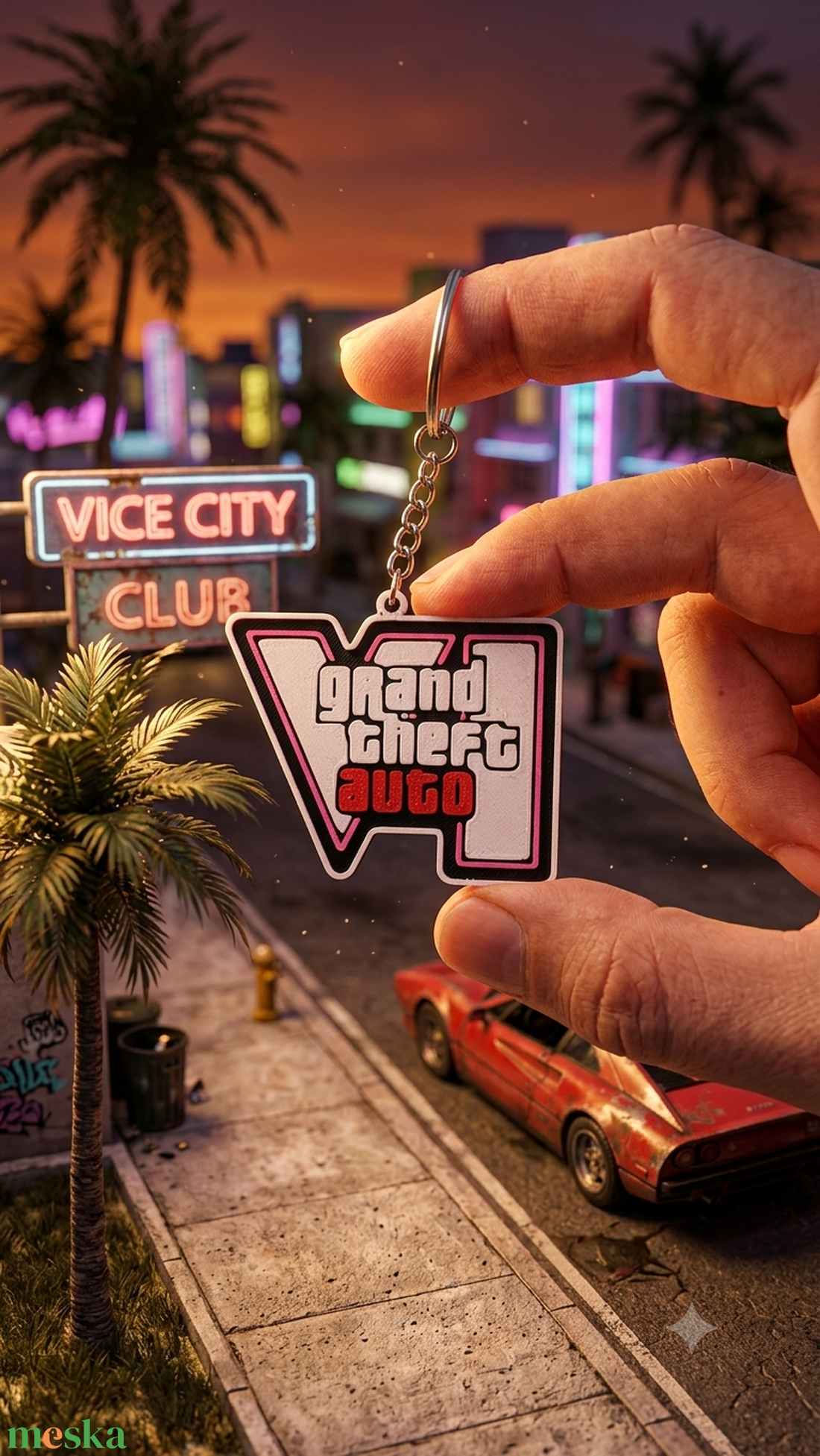 GTA VI Stílusú 3D kulcstartó - táska & tok - kulcstartó & táskadísz - kulcstartó - Meska.hu