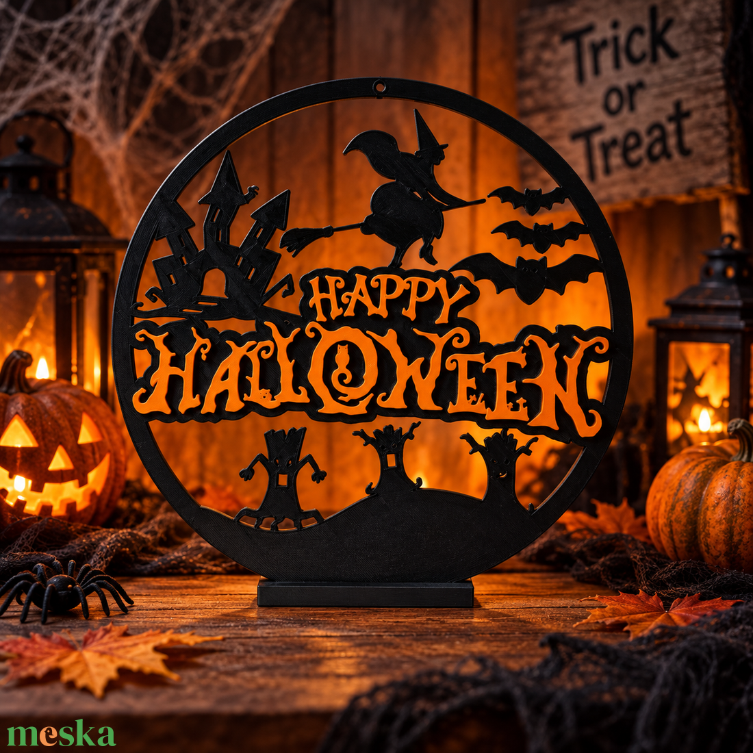 Kétfunkciós Halloween Dísz (23.5cm) - otthon & életmód - dekoráció - halloween - halloweeni ajtódíszek és ablakdíszek - Meska.hu