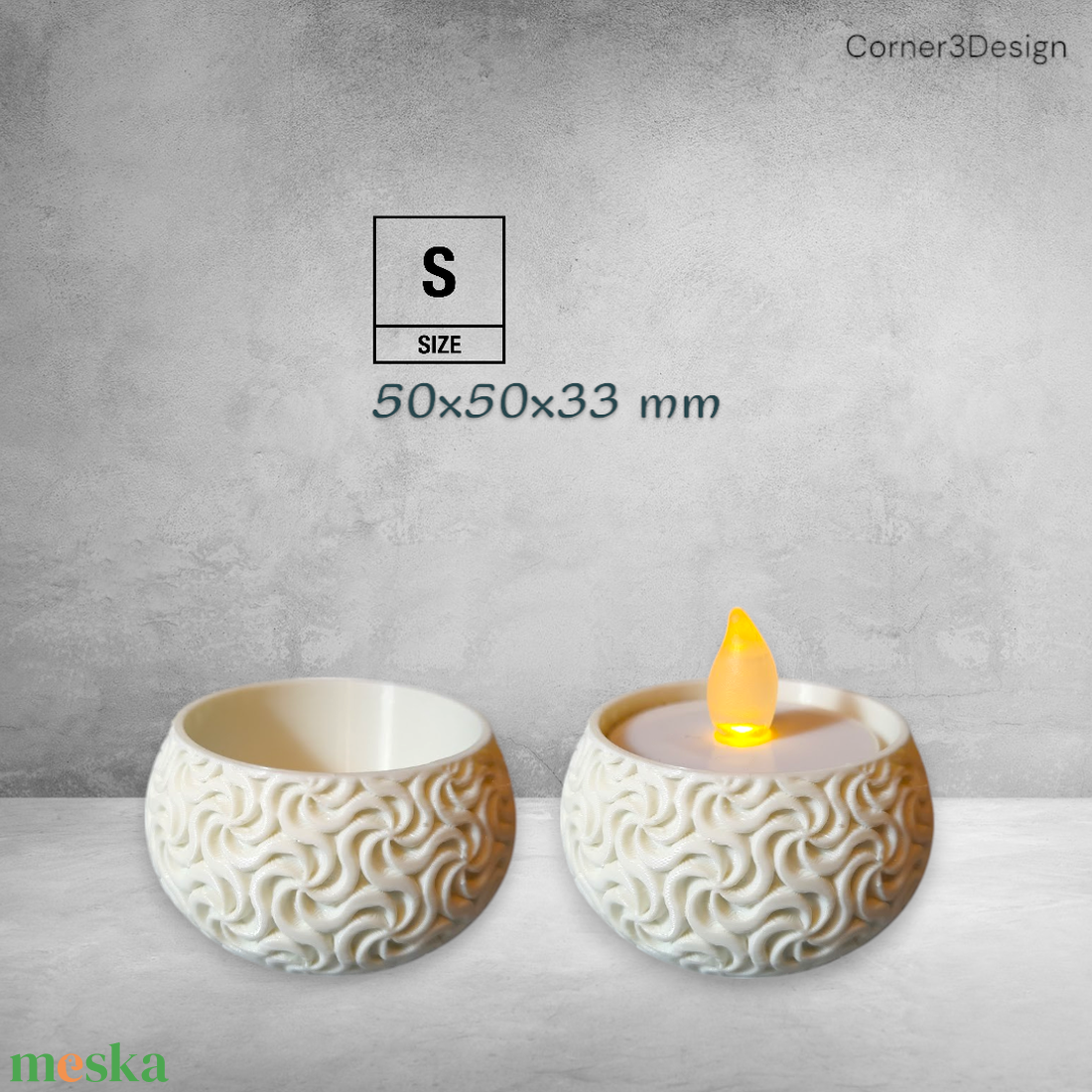 3D - Hullámmintás mécsestartó  LED mécseshez - otthon & életmód - gyertya, illat, aroma - mécses és mécsestartó - Meska.hu