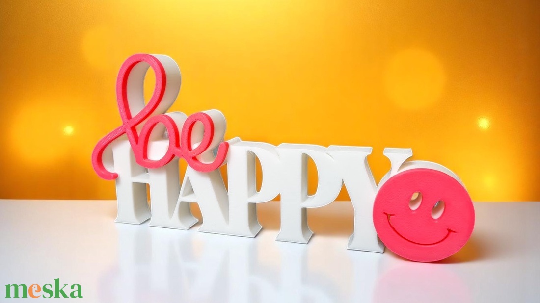 be HAPPY - Légy vidám!  - Motiváló felirat - otthon & életmód - dekoráció - kép & falikép - 3d képek - Meska.hu