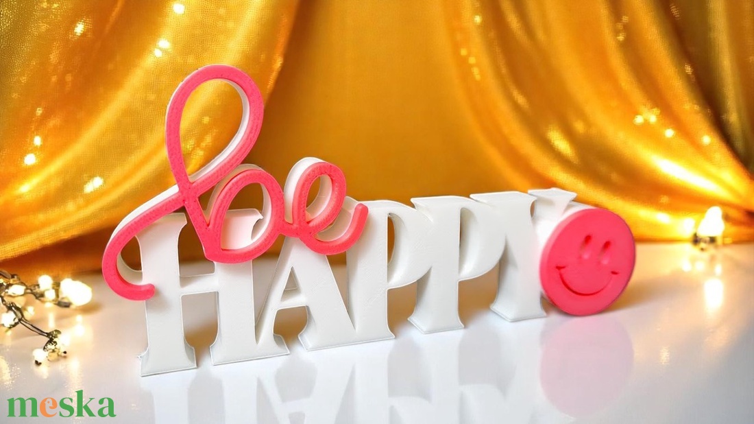 be HAPPY - Légy vidám!  - Motiváló felirat - otthon & életmód - dekoráció - kép & falikép - 3d képek - Meska.hu