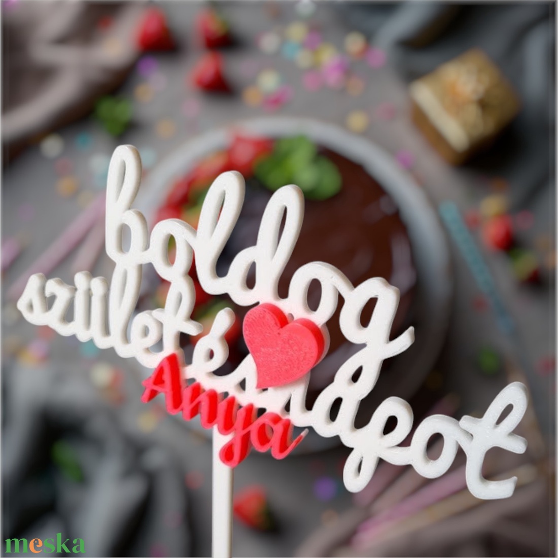 Szülinapi torta díszítés - sima - Anya - Apa ferirattal - otthon & életmód - dekoráció - dísztárgy - Meska.hu