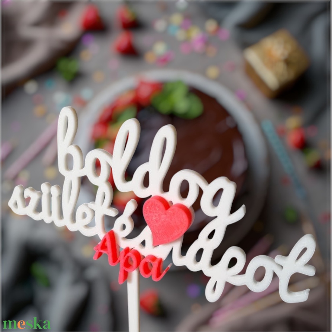 Szülinapi torta díszítés - sima - Anya - Apa ferirattal - otthon & életmód - dekoráció - dísztárgy - Meska.hu