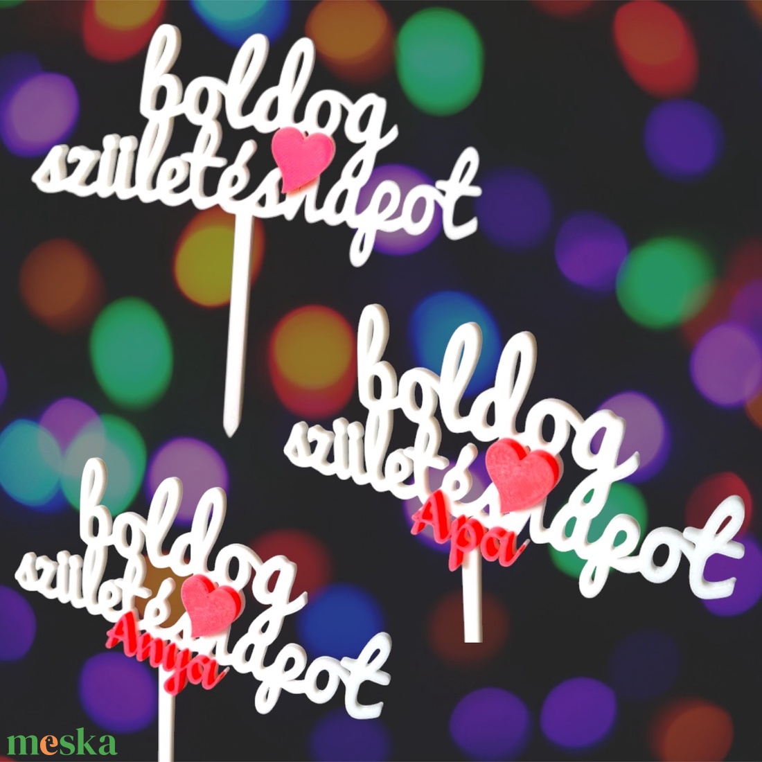 Szülinapi torta díszítés - sima - Anya - Apa ferirattal - otthon & életmód - dekoráció - dísztárgy - Meska.hu