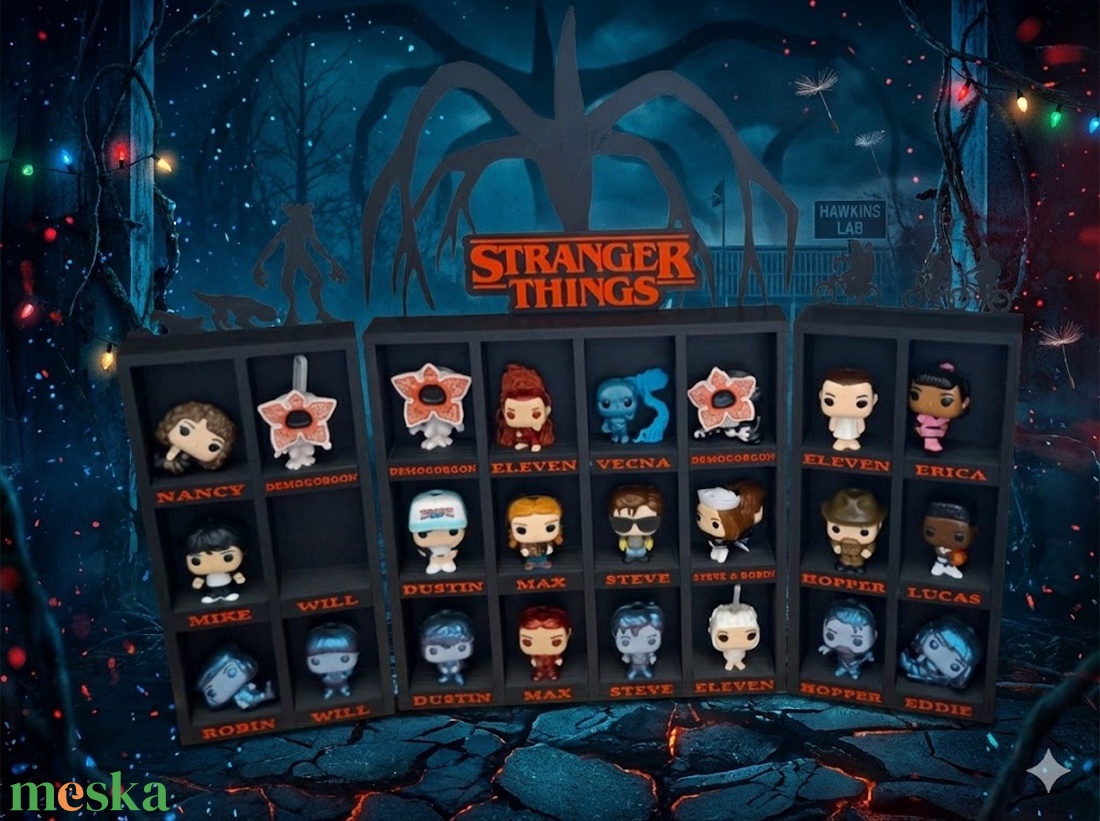 Stranger Things gyüjtői Kinder Joy Funko figura tartó, 24 figurának - otthon & életmód - dekoráció - asztal és polc dekoráció - díszdoboz - Meska.hu