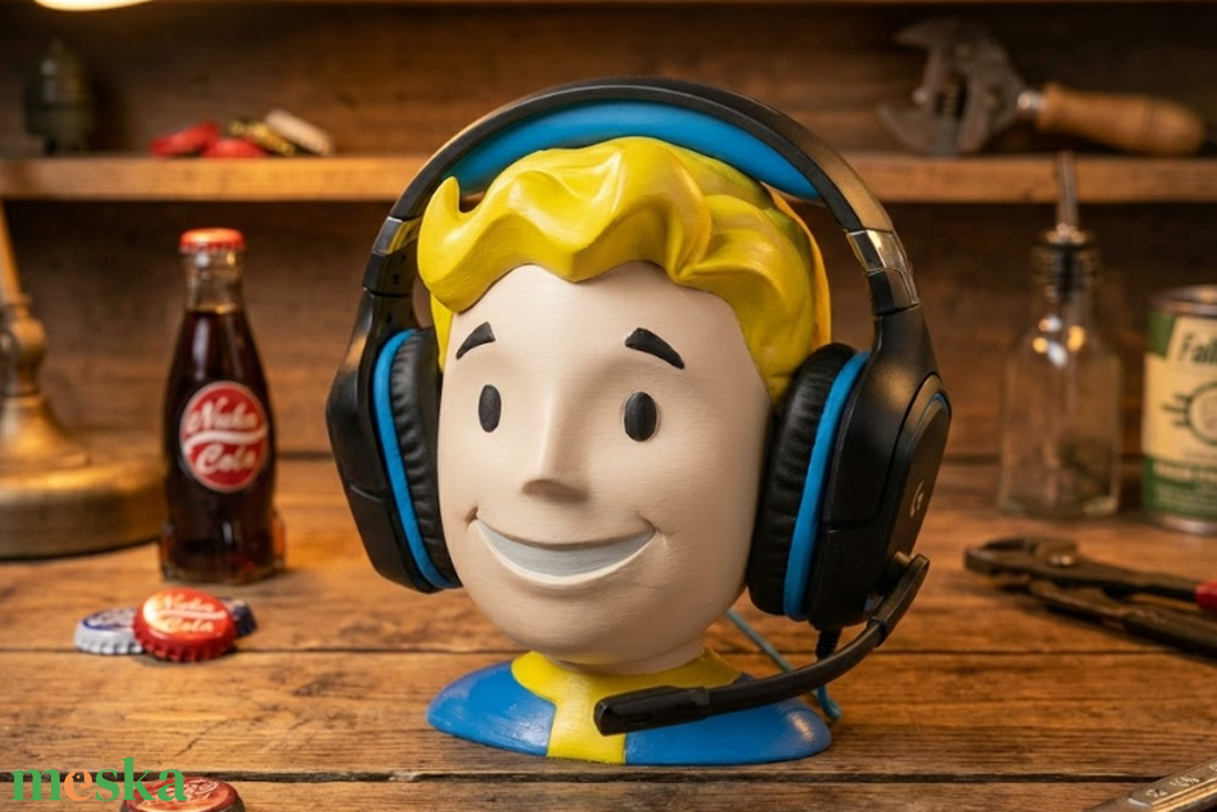 Fallout Vault Boy Fejhallgató tartó, dísz - esküvő - dekoráció - asztaldísz - Meska.hu
