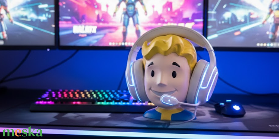Fallout Vault Boy Fejhallgató tartó, dísz - esküvő - dekoráció - asztaldísz - Meska.hu