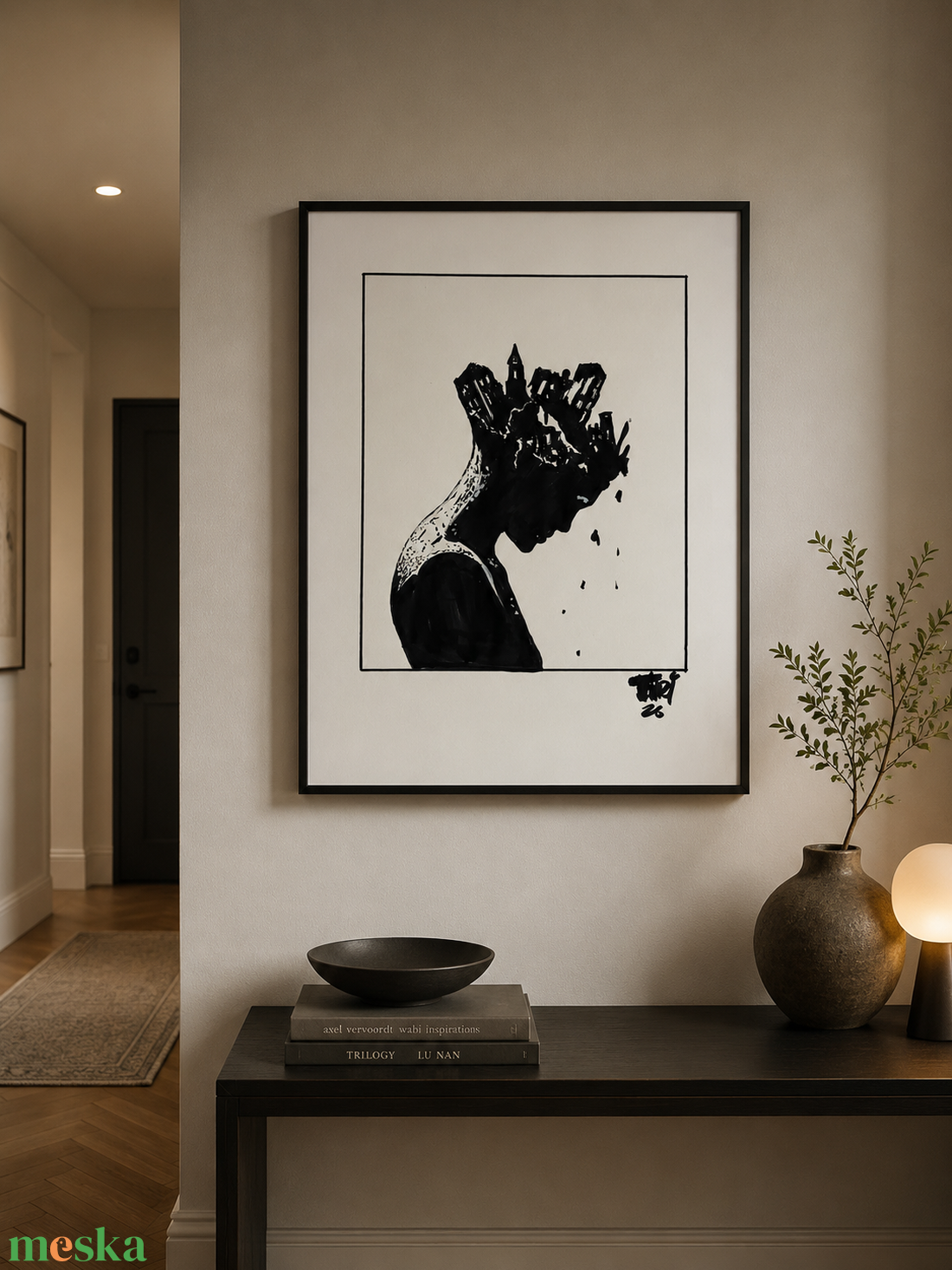 A Város Bennem - fekete-fehér művészi falikép / eredeti markerrajz vagy 50�70 cm-es nyomat - otthon & életmód - dekoráció - kép & falikép - poszter - Meska.hu