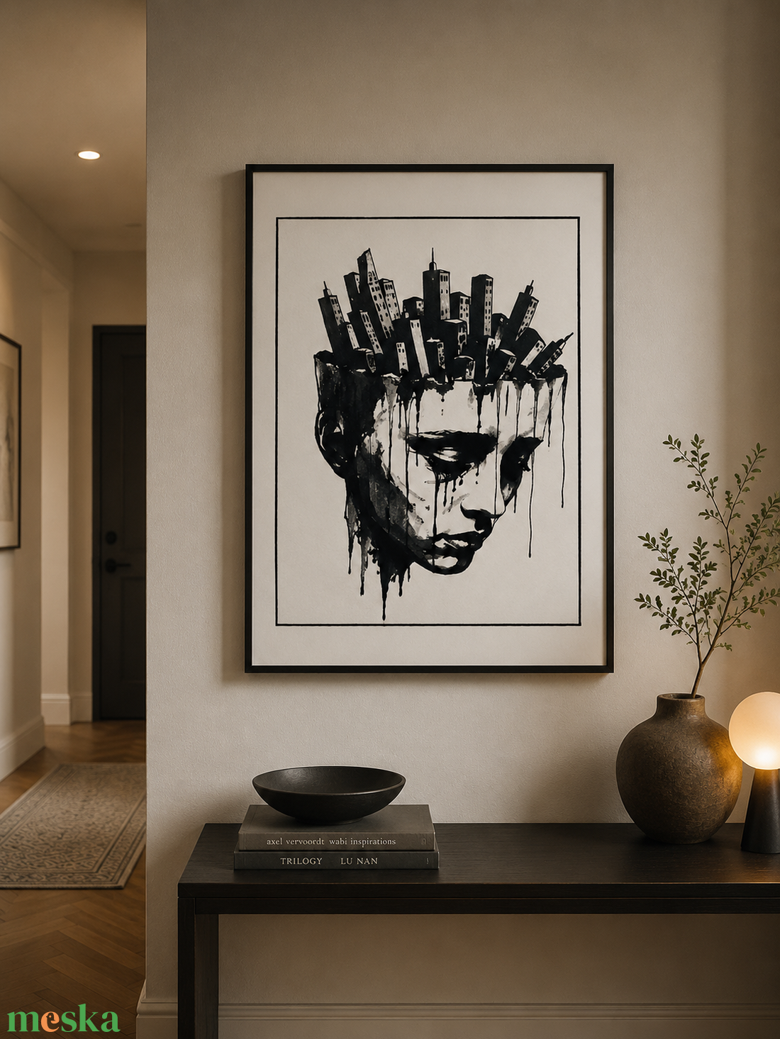 A Város Bennem - fekete-fehér művészi falikép / eredeti markerrajz vagy 50�70 cm-es nyomat - otthon & életmód - dekoráció - kép & falikép - poszter - Meska.hu