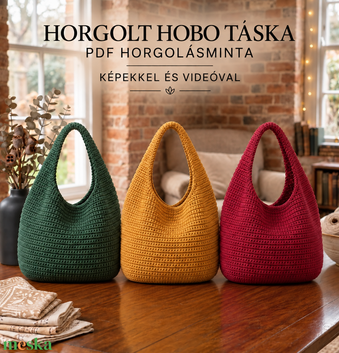 Horgolt MaxiHobo táska � PDF horgolásminta - diy (csináld magad) - szabásminta, útmutató - horgolási minta - Meska.hu