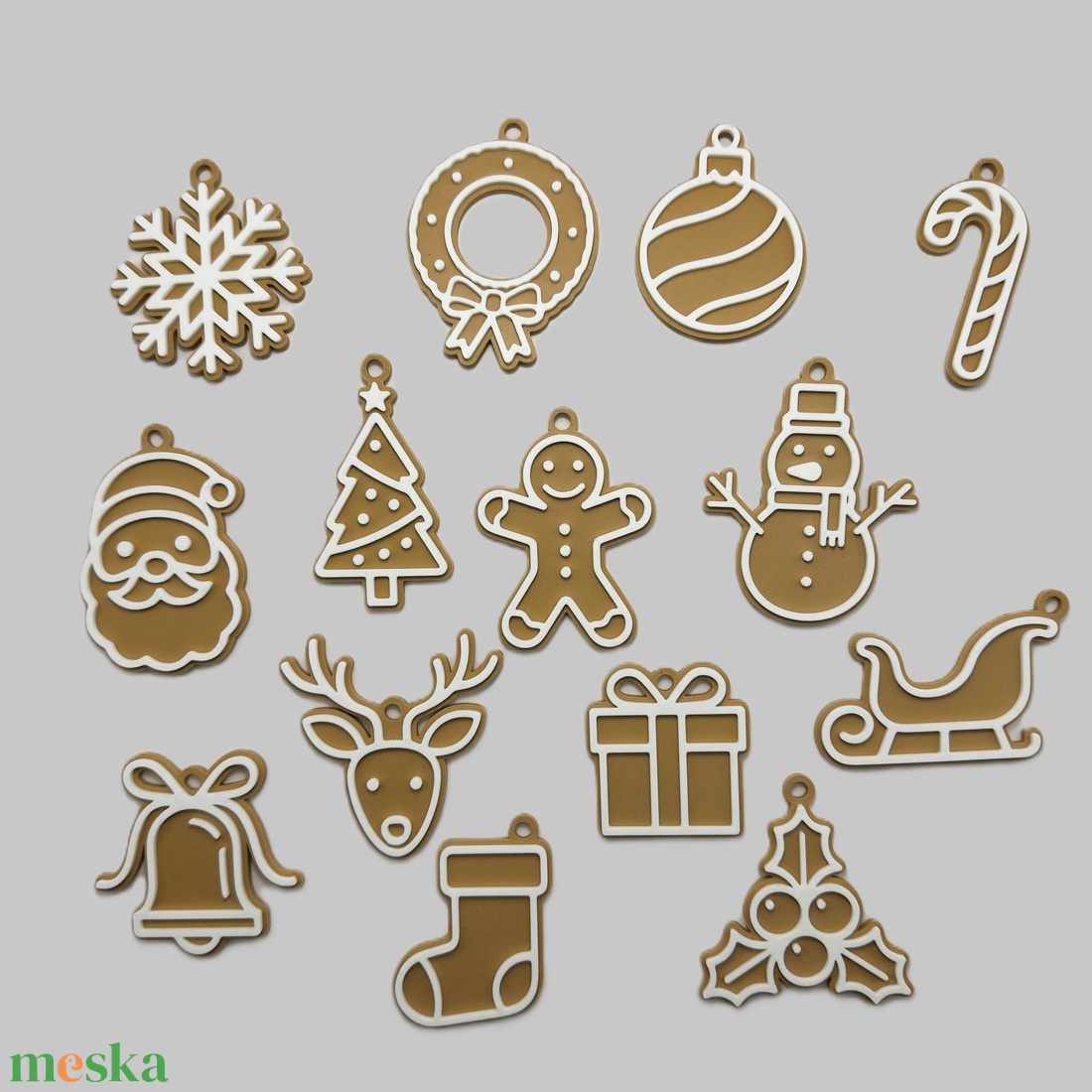 Mézeskalács karácsonyfa díszek (3D nyomtatott) - karácsony - karácsonyi lakásdekoráció - karácsonyfadíszek - Meska.hu