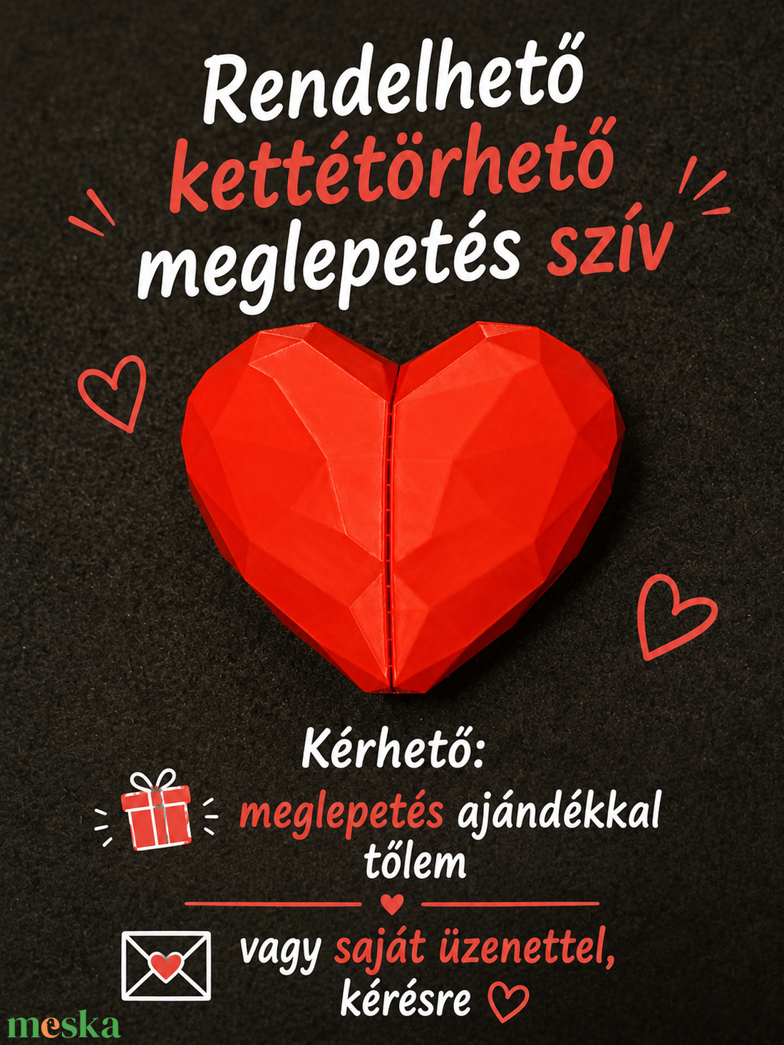 Kettétörhető meglepetés szív  - esküvő - emlék & ajándék - köszönőajándék - Meska.hu
