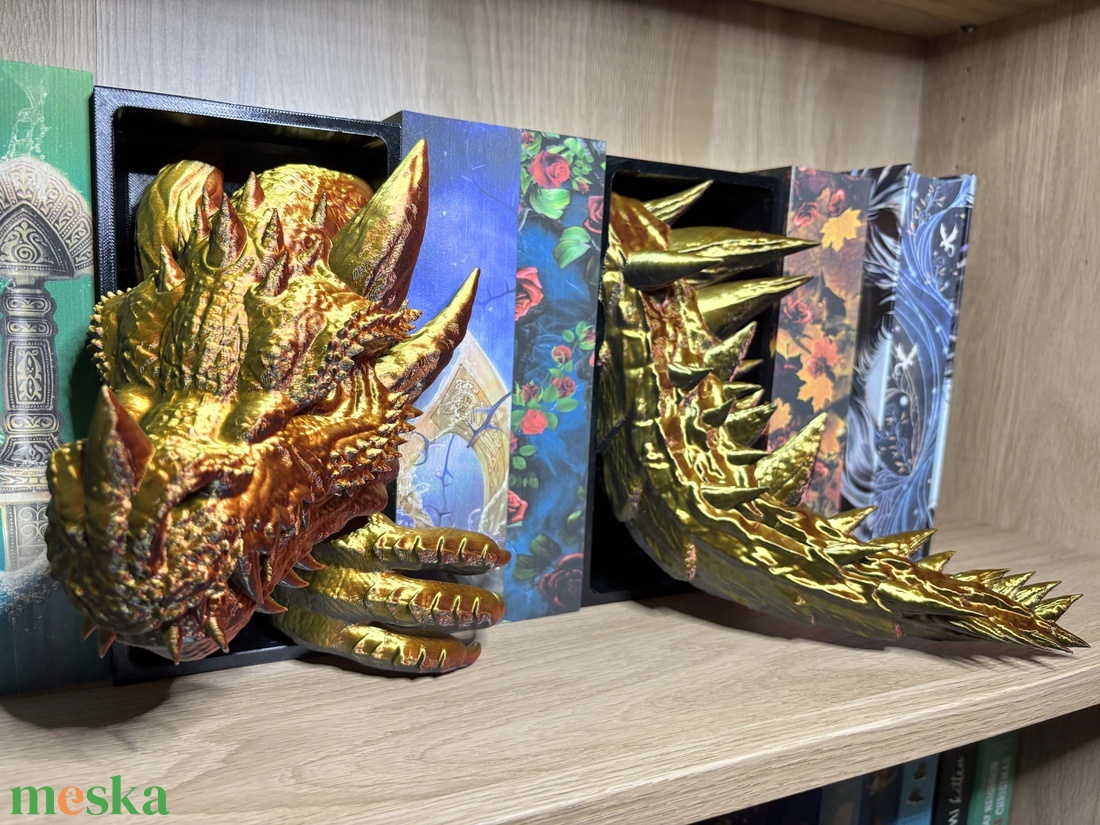 Sárkányos Könyvtámasz - Színváltós - Bordó-Arany - otthon & életmód - dekoráció - asztal és polc dekoráció - könyvtámasz - Meska.hu