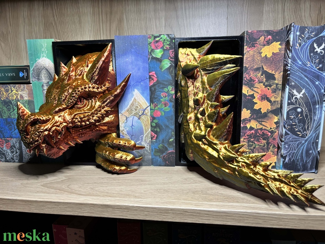 Sárkányos Könyvtámasz - Színváltós - Bordó-Arany - otthon & életmód - dekoráció - asztal és polc dekoráció - könyvtámasz - Meska.hu