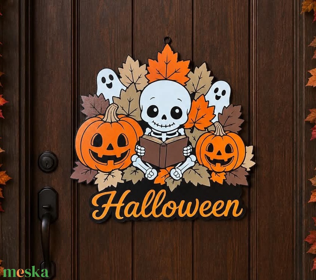 Nagy őszi/halloween ajtó tábla - kopogtató - csonti - otthon & életmód - dekoráció - ajtó- és ablak dekoráció - ajtódísz & kopogtató - Meska.hu