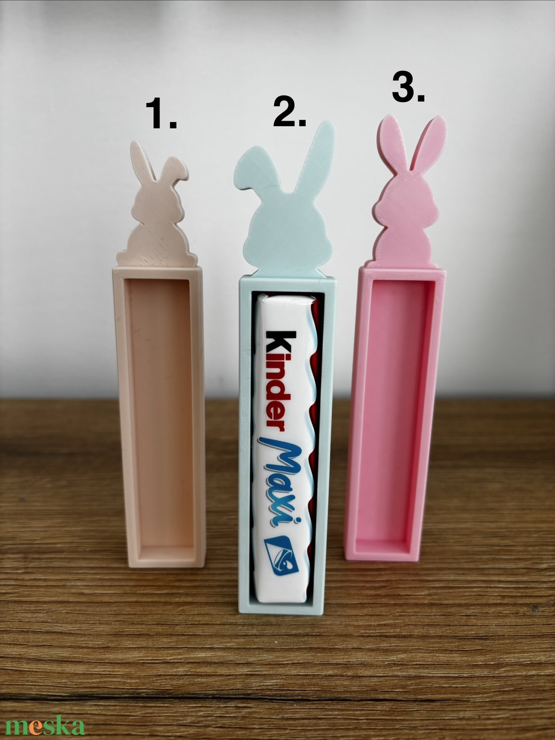 Húsvéti nyuszis Kinder Maxi csoki tartó � dekoráció és ajándék - ünnepi díszek, dekorációk - húsvéti díszek és dekorációk - húsvéti ajándékátadó - Meska.hu