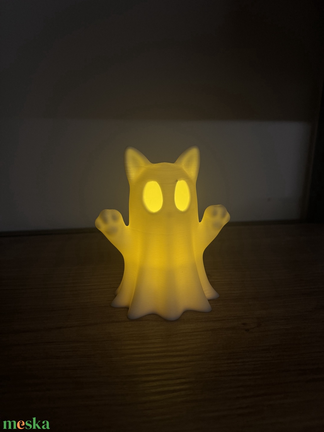 Halloweeni szellem cica ( LED mécses tartozék) - otthon & életmód - dekoráció - halloween - halloweeni asztaldísz - Meska.hu