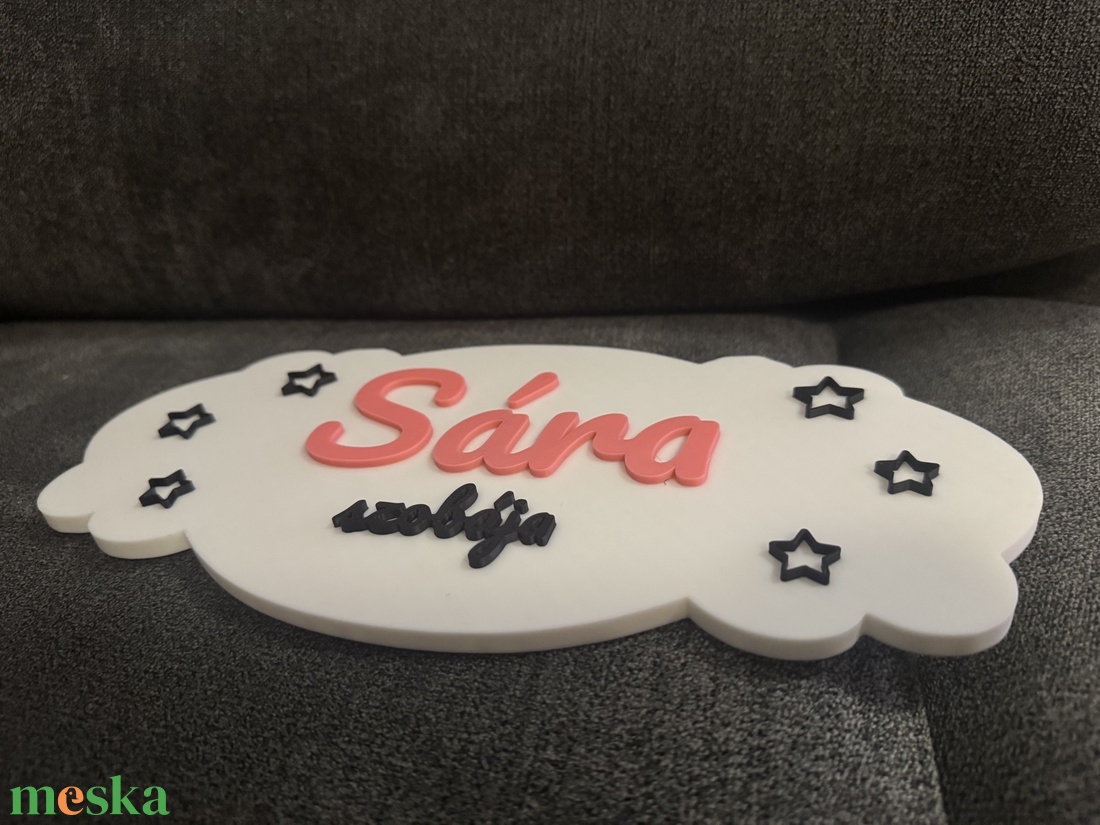 Egyedi feliratos felhőcske névtábla gyerekszobába - 3D nyomtatott, választható színekben - 25 cm - baba - mama - babaszoba dekoráció - gyerek névtábla - Meska.hu