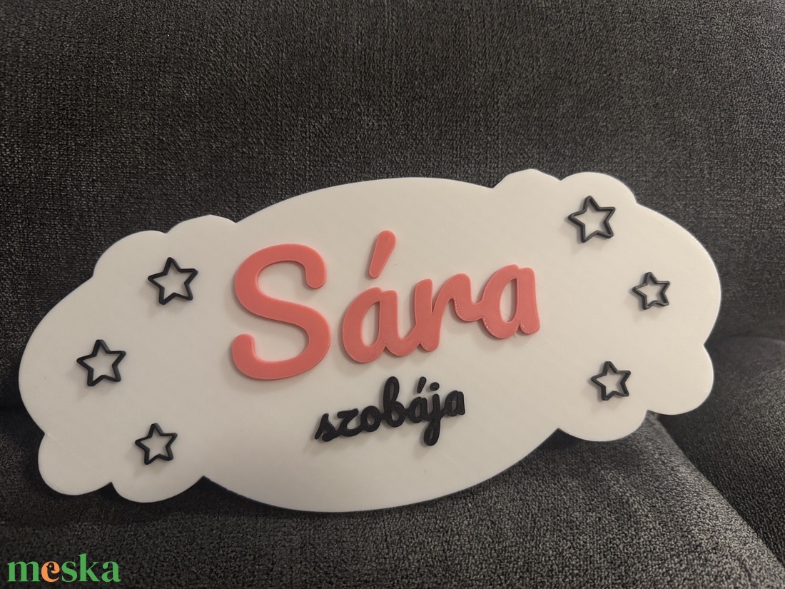 Egyedi feliratos felhőcske névtábla gyerekszobába - 3D nyomtatott, választható színekben - 25 cm - baba - mama - babaszoba dekoráció - gyerek névtábla - Meska.hu