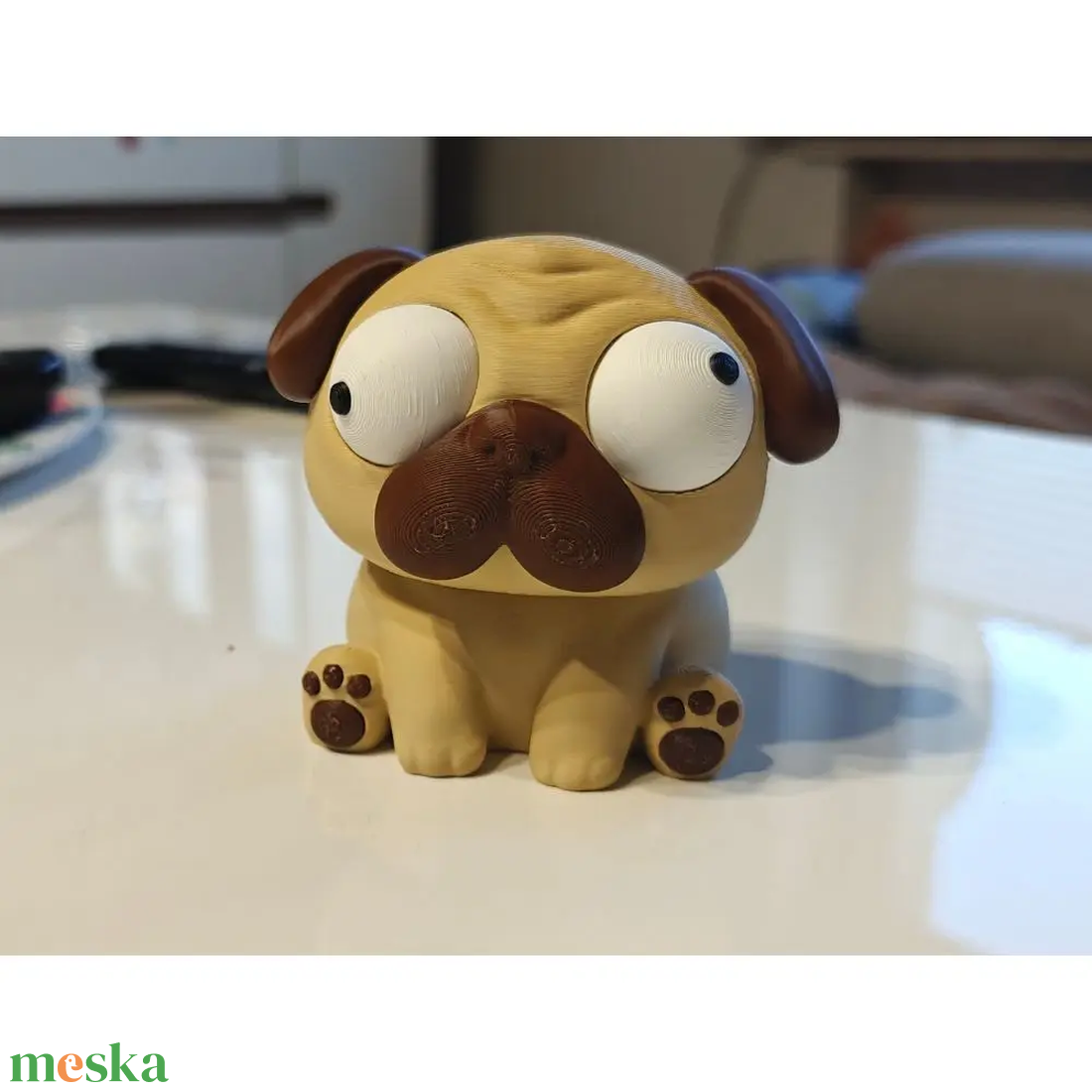 Mogyi - vicces mopsz kutyus figura mozgatható szemekkel, 3D nyomtatott asztali dísz, kutyás ajándék - otthon & életmód - dekoráció - dekoratív figurák és szobrok - Meska.hu