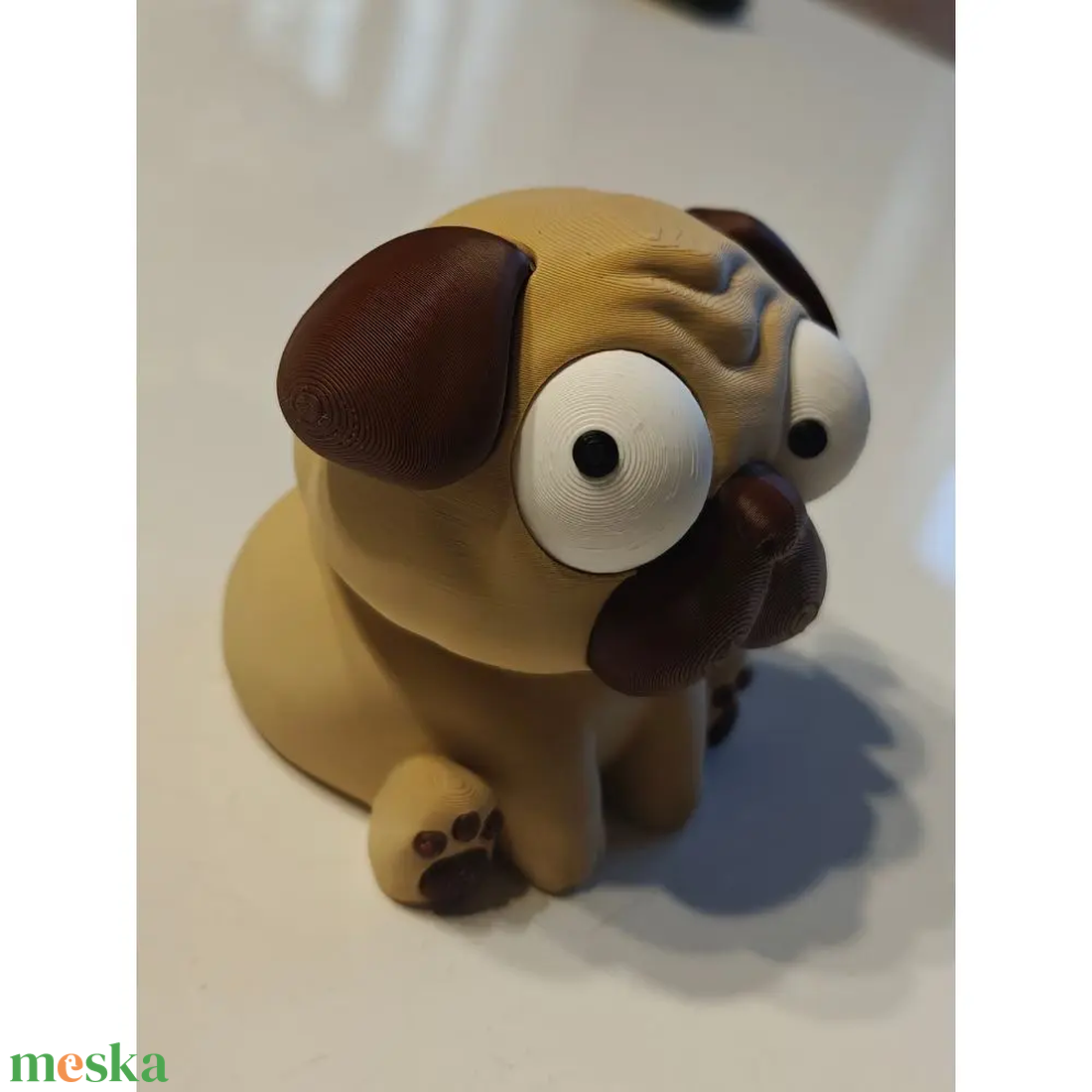 Mogyi - vicces mopsz kutyus figura mozgatható szemekkel, 3D nyomtatott asztali dísz, kutyás ajándék - otthon & életmód - dekoráció - dekoratív figurák és szobrok - Meska.hu