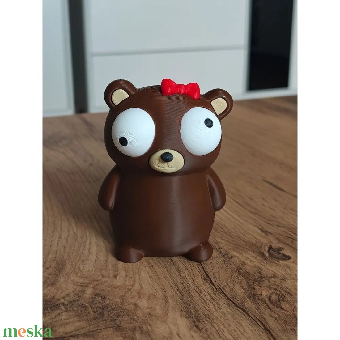 Bella - vicces szerelmes mackó figura szív szemekkel, 3D nyomtatott maci, romantikus ajándék - otthon & életmód - dekoráció - dekoratív figurák és szobrok - Meska.hu