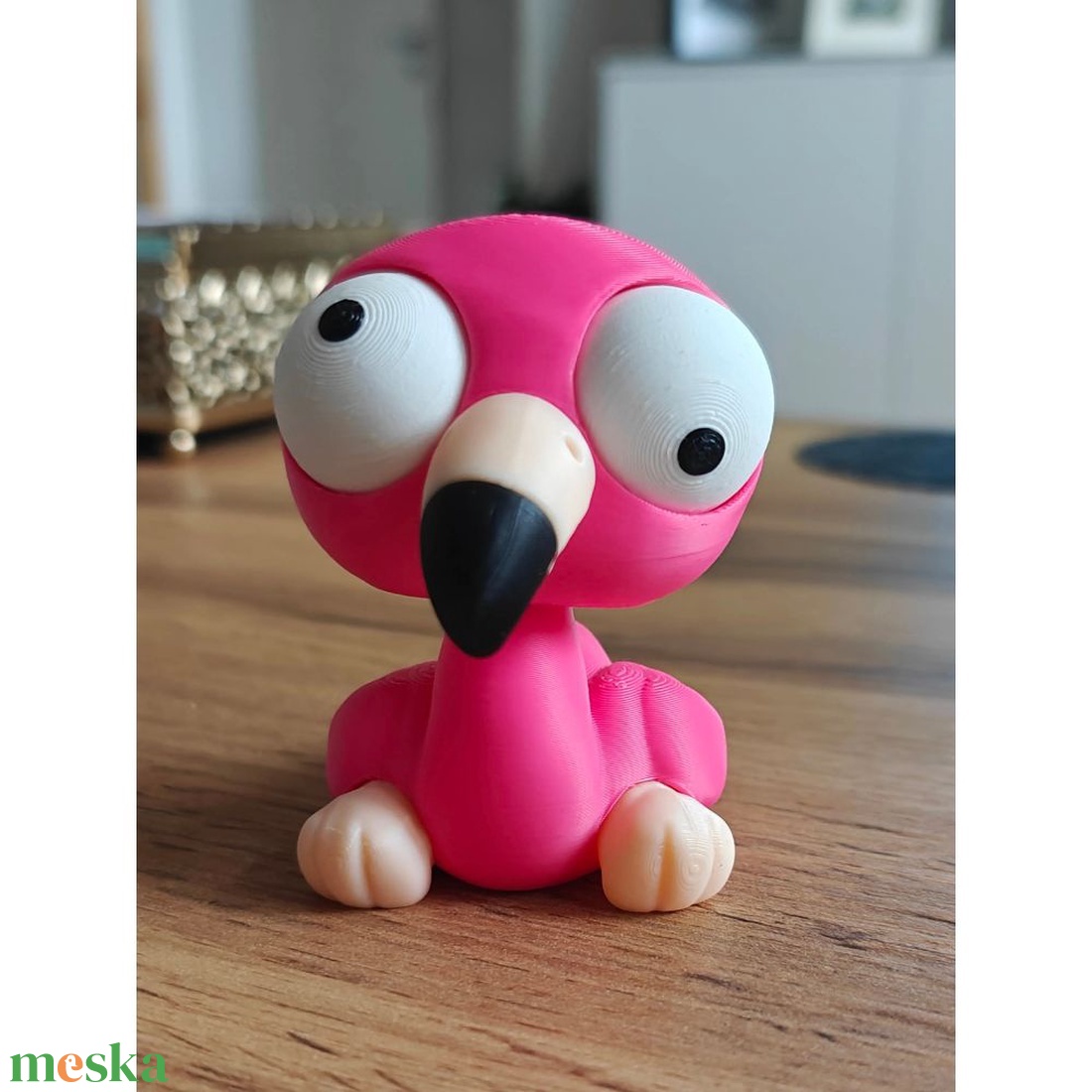 Pikó, a flamingó figura � 3D nyomtatott vicces asztali kabala forgatható fejjel és mozgatható szemekkel - otthon & életmód - dekoráció - dekoratív figurák és szobrok - Meska.hu