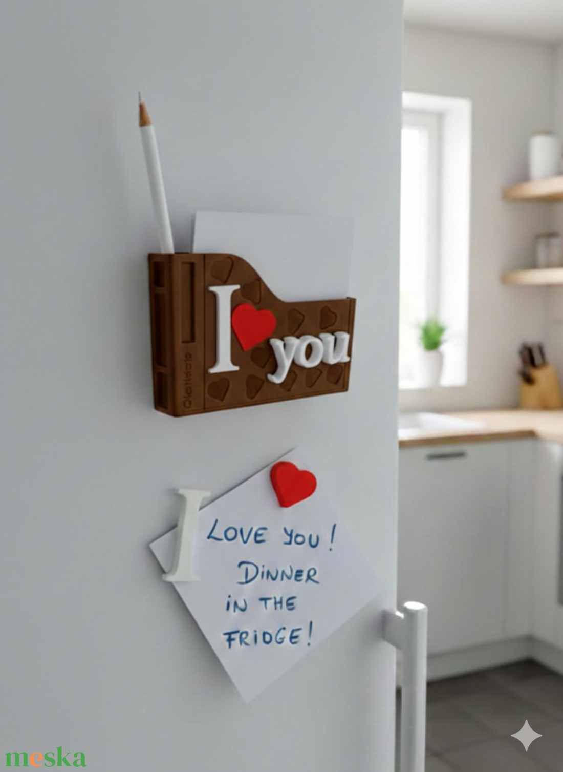 I  YOU � Interaktív mágneses üzenőfal Valentin-napra - Natural - otthon & életmód - konyhafelszerelés, tálalás - konyhai dekoráció - hűtőmágnes - Meska.hu